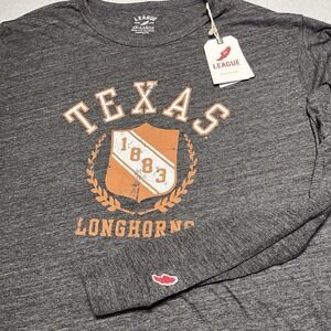 Texas Longhorns T-shirt League '91 Brand Long Sleeve Dark Grey Men's 2XL NWT